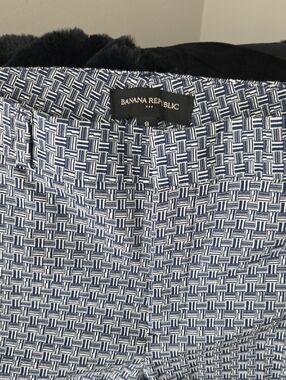Banana Republic Navy and White Geometric Flat-Front Shorts